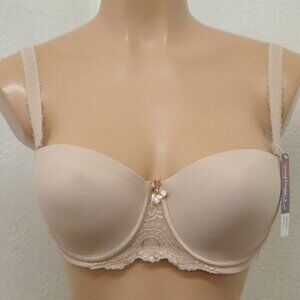 Playtex P08GC Underwired Moulded Formed sz 40D Cup, Strapless Bra In Skin NWT